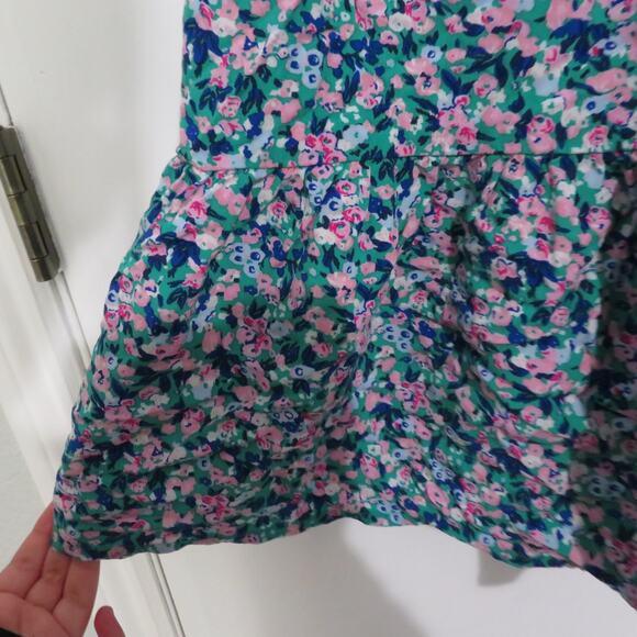 Crewcuts Girls Sz 8 Blue Pink Floral Tiered Midi Dress Puff Sleeves - Picture 5 of 8